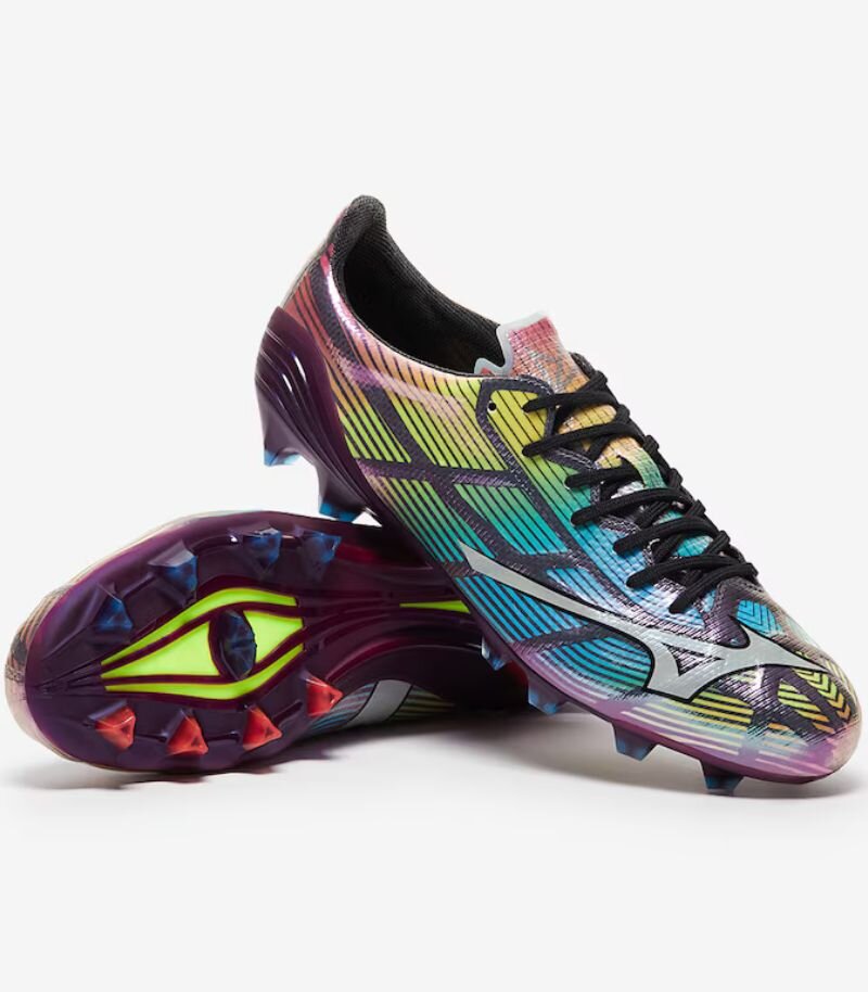 mizuno alpha 2 boots in rainbow graphic limited edition design 